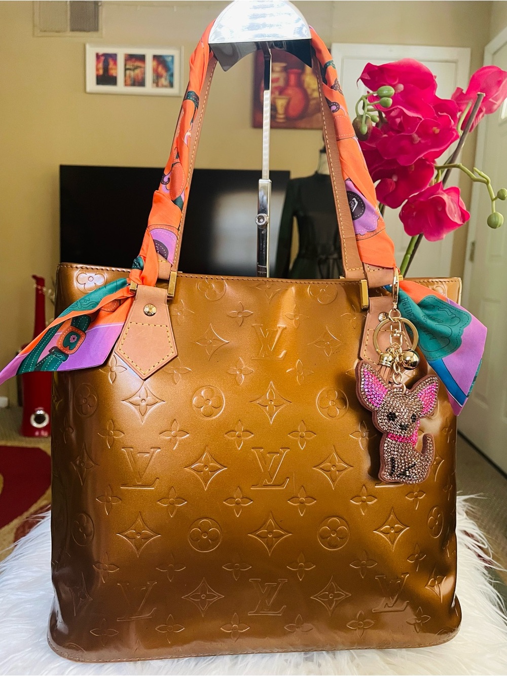 Louis Vuitton Vernis Bronze Houston Monogram Shoulder Bag